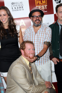 It's a Disaster wrtier/director/actor Todd Berger shares a life-affirming moment with actor David Cross. Or something.