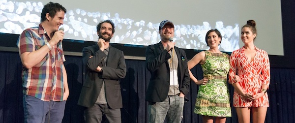 LOS ANGELES, CA - JUNE 14: Director J. Davis and actors Jay Duplass, Linas Phillips, Leonora Pitts and Davie-Blue speak onstage at the "Manson Family Vacation" screening during the 2015 Los Angeles Film Festival at Regal Cinemas L.A. Live on June 14, 2015 in Los Angeles, California. (Photo by Akisha Rundquist/WireImage)